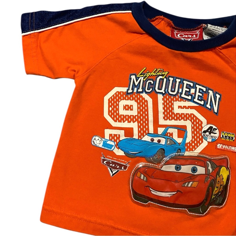 Vintage Disney Cars Lightning McQueen T-Shirt & Shorts Infant 12M Y2K - Picture 4 of 10